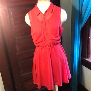 H&M Divided red dress/sz8/sleeveless/sheer back/rest is lined/ pockets